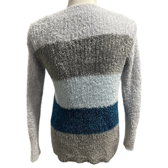 {Ellen Tracy} Downtown Glam Block Grey Stella Blue Sweater - Picture 2 of 4